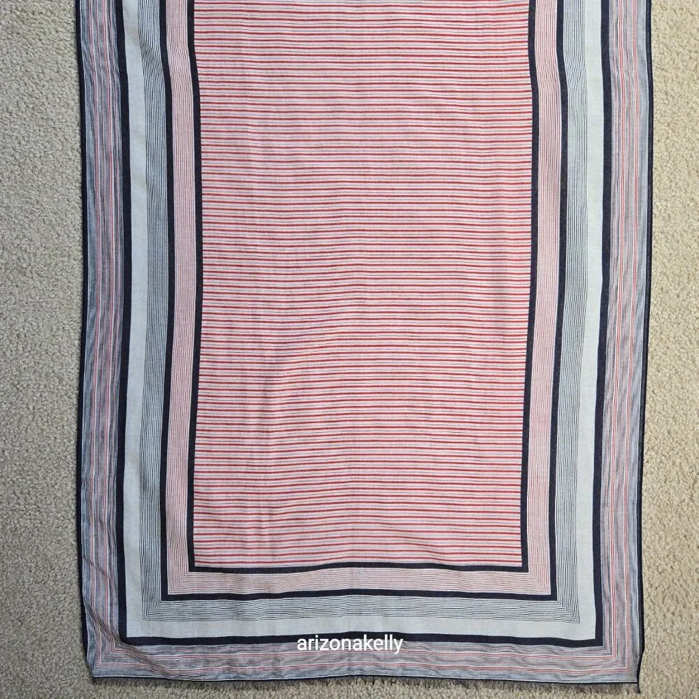 NWOT Lightweight silk/cotton red, white, blue scarf summer preppy nautical